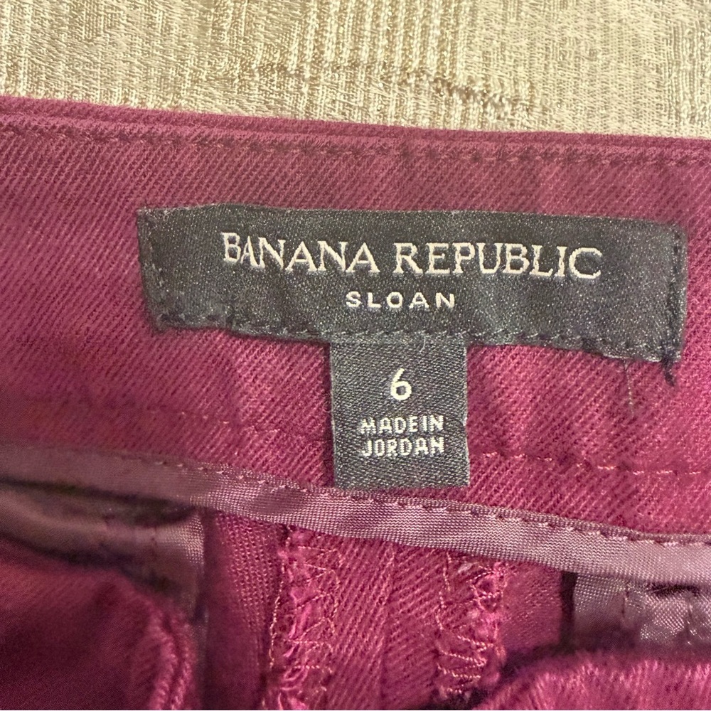 Banana Republic Sloan Sailor Pants Burgundy Skinny Fit Gold Buttons Size 6 - Picture 4 of 9